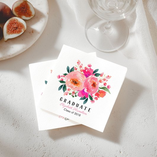 卒業式ピンクフローラブーケ卒業パーティー スタンダードカクテルナプキン