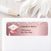卒業式ピンクローズ金ゴールドキャップ差出人住所 ラベル (インサイチュ)
