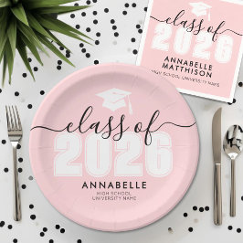 卒業式ピンク卒業式パーティー ペーパープレート