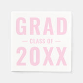 卒業式ピンク淡い色のタイポグラフィ スタンダードカクテルナプキン (正面)