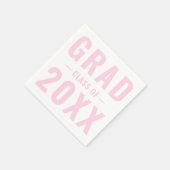 卒業式ピンク淡い色のタイポグラフィ スタンダードカクテルナプキン (角)