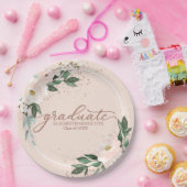 卒業式ピンク赤面フローラ卒業パーティー紙 ペーパープレート (パーティー)