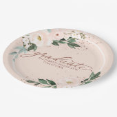 卒業式ピンク赤面フローラ卒業パーティー紙 ペーパープレート (アングル)