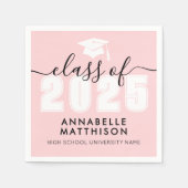 卒業式ピンク スタンダードカクテルナプキン (正面)