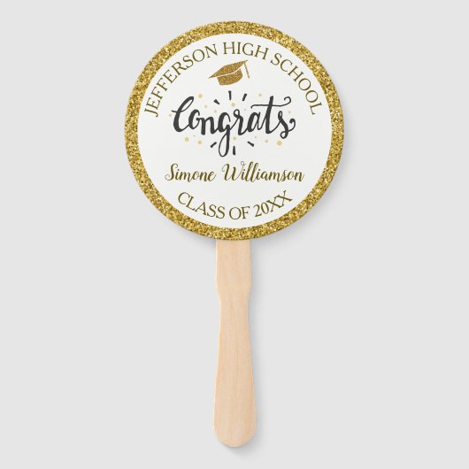 卒業式ファンシック金ゴールドカスタム大学院写真 ハンドファン (正面)