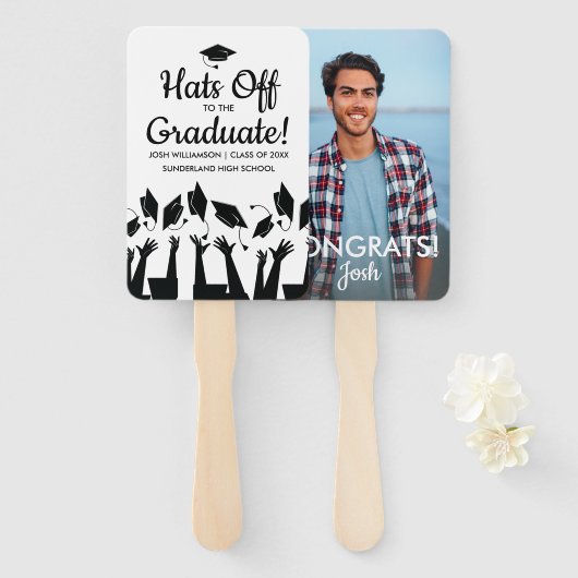 卒業式ファンプレイスホルダーカスタム大学院写真 ハンドファン (正面&裏面)