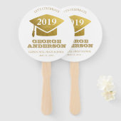 卒業式ファン – 金ゴールド卒業 ハンドファン (正面&裏面)