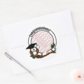 卒業式フクロウのフォトフレーム ラウンドシール (封筒)
