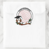 卒業式フクロウのフォトフレーム ラウンドシール (バッグ)