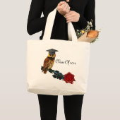 卒業式フクロウ及び赤ワックスシールモノグラム ラージトートバッグ (正面(商品))