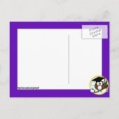 卒業式フクロウ(キャップ&ディプロマ付き) – 紫と金ゴールド 案内ポストカード (裏面)