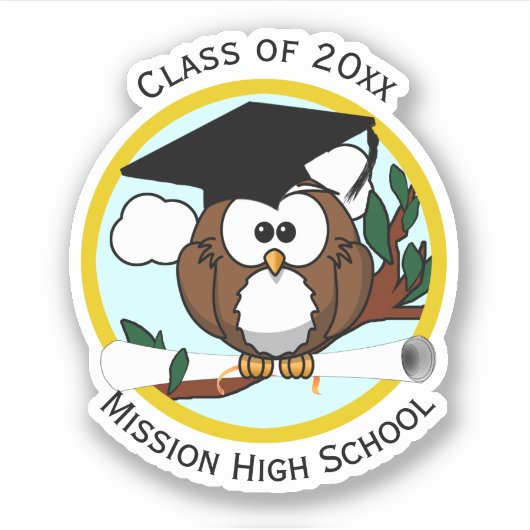 卒業式フクロウ シール (正面)