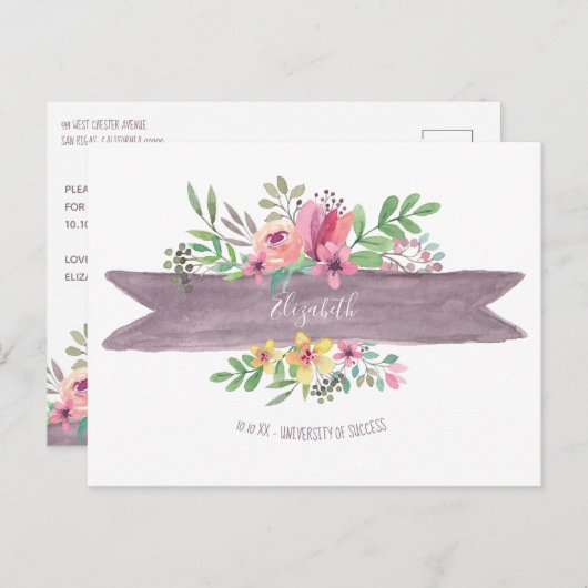 卒業式フローラ花の保存日 ポストカード (正面/裏面)