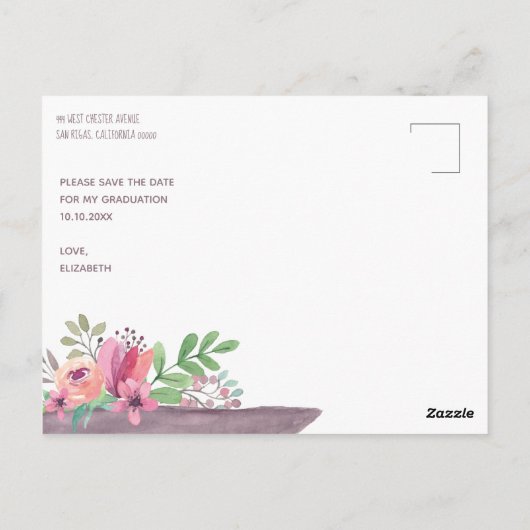 卒業式フローラ花の保存日 ポストカード (裏面)