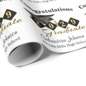 卒業式ブパーソナライズされたラック&金ゴールド ラッピングペーパー (ロールコーナー)