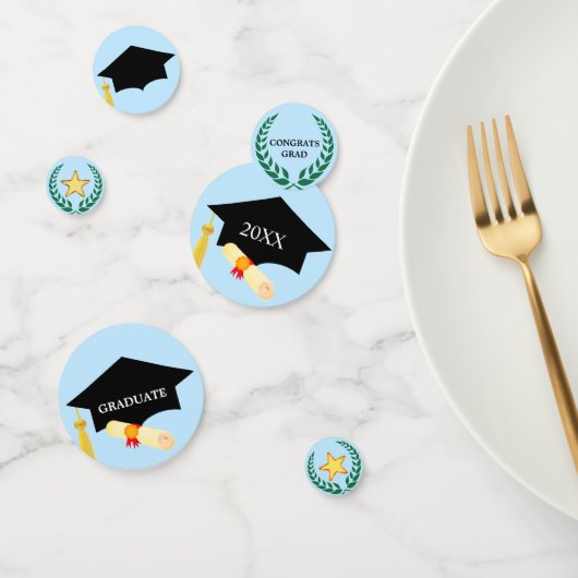 卒業式ブラックキャップ、ローレル&スター紙吹雪 コンフェッティ (グループ)