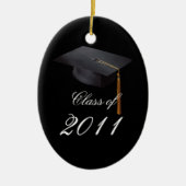 卒業式ブラッククリパーソナライズされたスマスオーナメント セラミックオーナメント (正面)