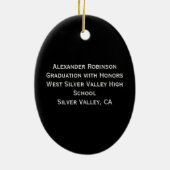 卒業式ブラッククリパーソナライズされたスマスオーナメント セラミックオーナメント (裏面)