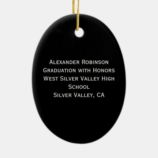 卒業式ブラッククリパーソナライズされたスマスオーナメント セラミックオーナメント (裏面)