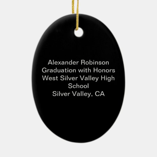 卒業式ブラッククリパーソナライズされたスマスオーナメント セラミックオーナメント (裏面)