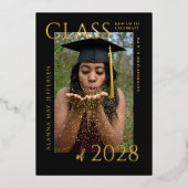 卒業式ブラックゴールドフォイル卒業招待状 箔招待状 (正面)