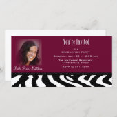 卒業式ブラックゼブラフォトカード 案内状 (正面/裏面)