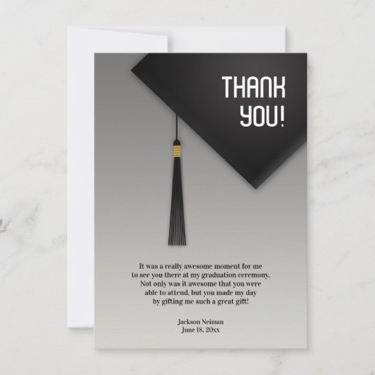 卒業式ブラックハットありがとう サンキューカード (正面)