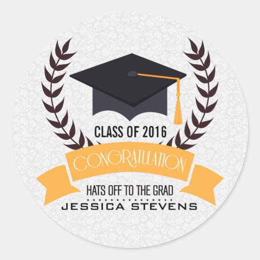 卒業式ブラックハット及びリース ラウンドシール (正面)