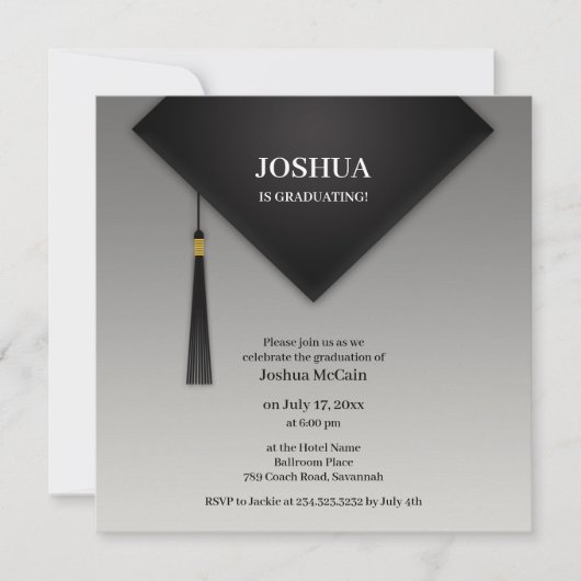 卒業式ブラックハット 招待状 (正面)