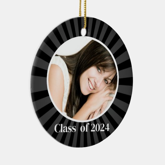 卒業式ブラックフォトクリスマスオーナメント セラミックオーナメント (右)