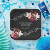 卒業式ブラックレかわいらしッドローゼズライリー ペーパープレート (パーティー)