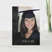 卒業式ブラックレザー写真フレーム 招待状 (正面)