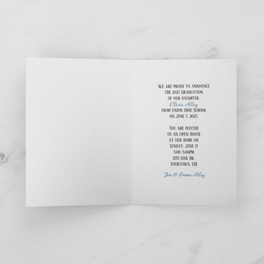 卒業式ブラックレザー写真フレーム 招待状 (内部)