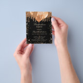 卒業式ブラック金ゴールドグリッター予算の招待 チラシ (手)