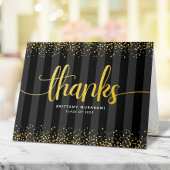 卒業式ブラック金ゴールドスクリプト書道シックなガラス サンキューカード