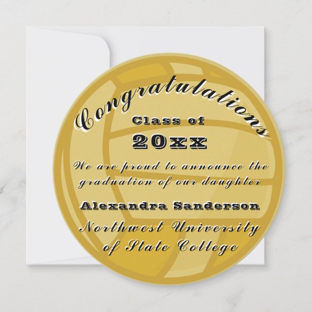 卒業式ブラック金ゴールドバレーボール選手クラス (正面)