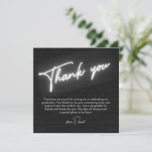 卒業式ブラック&ホワイトネオンフラットサンキューカード サンキューカード (スタンド正面)