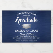 卒業式ブラッシュネイビーブルーとホワイトミニスプリット スパークリングワインラベル (シングルラベル)