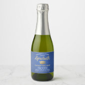 卒業式ブラッシュブルー金ゴールドとホワイトミニスプリット スパークリングワインラベル (正面)