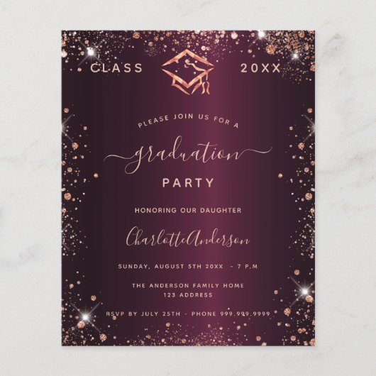 卒業式ブルゴーニュグリッター予算の招待 チラシ (正面)