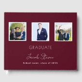 卒業式ブルゴーニュ名のスクリプト写真 ゲストブック (正面)