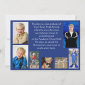 卒業式ブルー金ゴールド3つ前 招待状 (裏面)