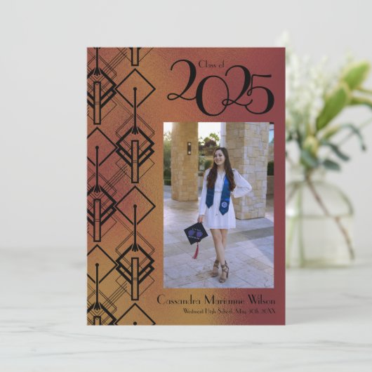 卒業式ブロンズアールデコブラックアナウンス 招待状 (スタンド正面)