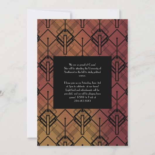 卒業式ブロンズアールデコブラックアナウンス 招待状 (裏面)