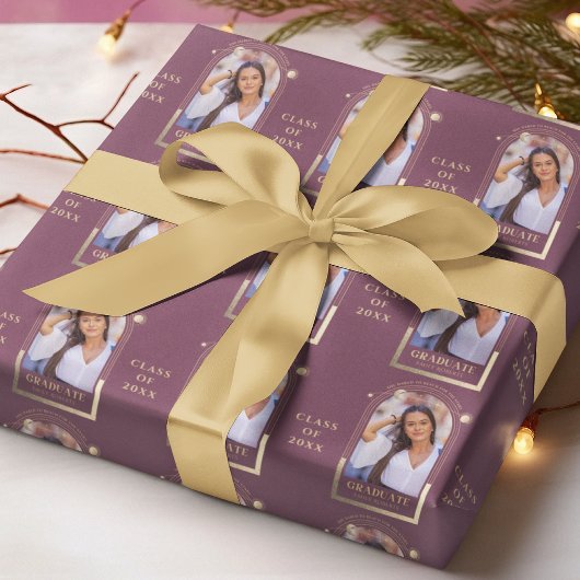 卒業式プラム金ゴールド太陽ムーンスターズグラッド写真 ラッピングペーパー