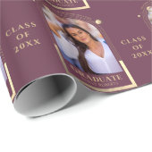 卒業式プラム金ゴールド太陽ムーンスターズグラッド写真 ラッピングペーパー (ロールコーナー)