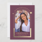 卒業式プラム金ゴールド太陽ムーンスターズグラッド写真 招待状 (正面)