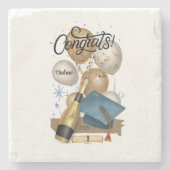 卒業式プレゼントブルーキャップ ストーンコースター (正面)