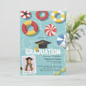 卒業式プールパーティー高等学校写真 招待状 (スタンド正面)