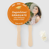 卒業式ホックウェーブ金ゴールドグラッドキャップカスタム写真 ハンドファン (正面&裏面)